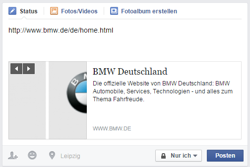 Facebook OG-Tags BMW Beispiel