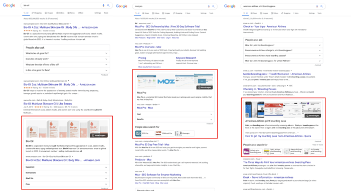 Screenshot zeigt die Position von Featured Snippets in den Google Suchergebnissen
