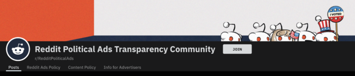 Banner Reddit Political Ads Transparency Comunity